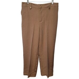 Haver & Blair Wide Leg Flare Trouser Women L Herringbone Gold Button Office Work